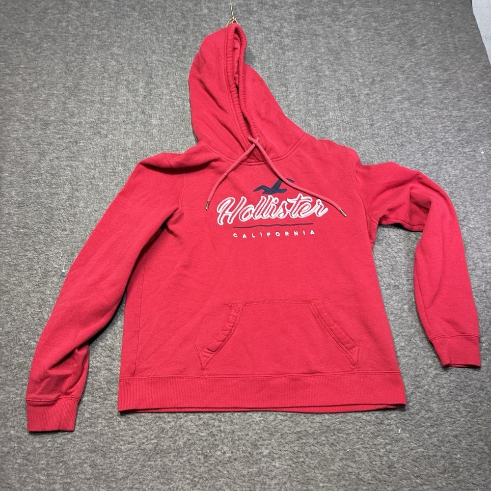 Women vintage hollister‎ hoodie with wording hollister Size M Red Y2K 90s Retro